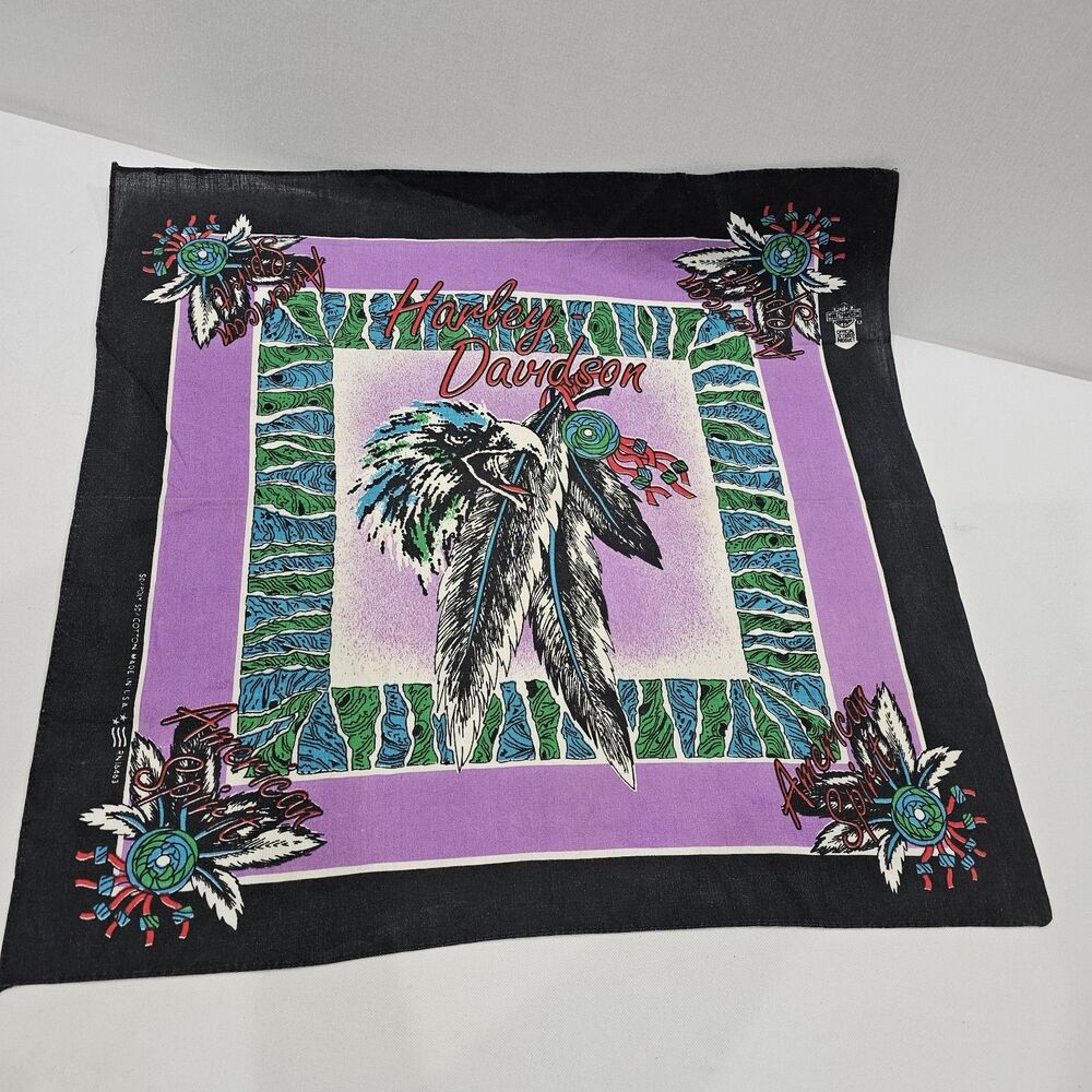 Harley Davidson Handkerchief Bandana Scarf Bald Eagle American Spirit Vintage